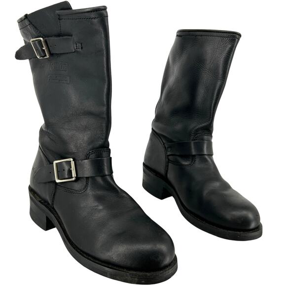 Ad Tec 1441 Men's 10 Wide Heavy Duty 13" Engineer Boots Steel Toe Black Leather - Picture 1 of 9
